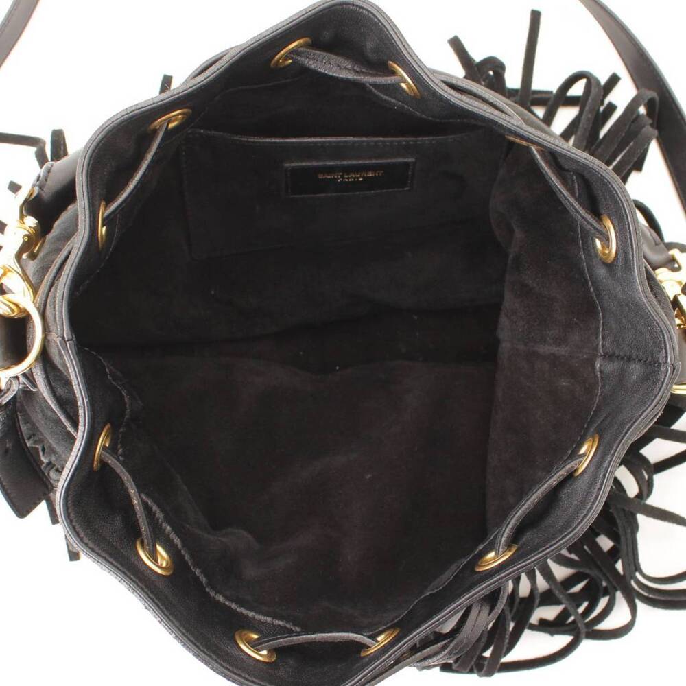Saint Laurent Emmanuel Drawstring Suede Shoulder Bag Black - Picture 5 of 9